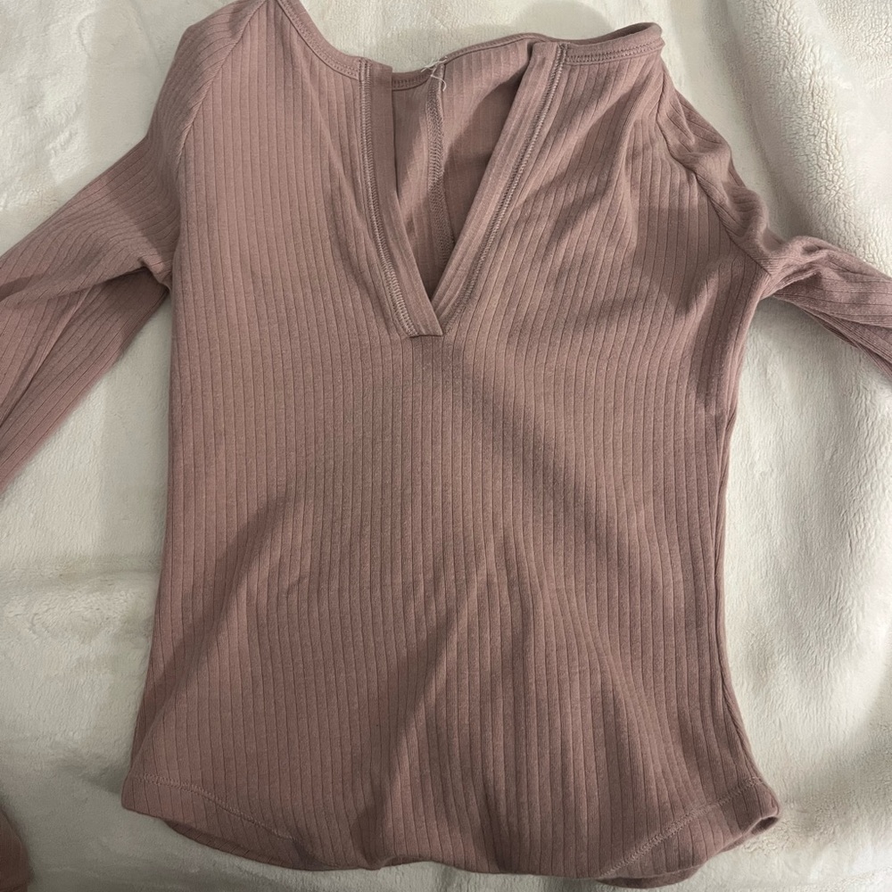 Free People Pink Long Sleeve Top